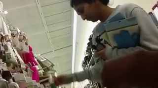 Exhibitionist man cock out in supermarket