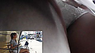 I noticed this upskirt cutie on bus stop
