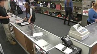 Student in glasses sells books and fucked at the pawnshop