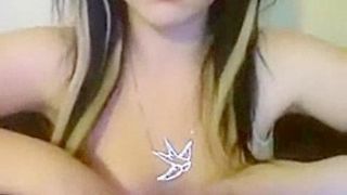Emo teen shows her big tits and masturbates online