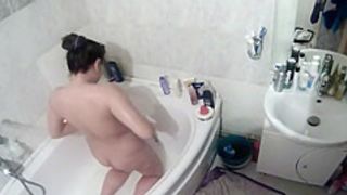 Spying on sister enjoying a bubble bath