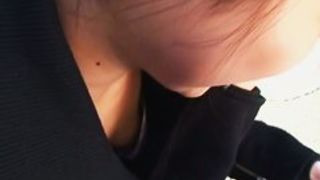 Japanese street cam downblouse video catches some nice tits