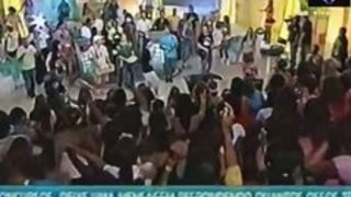 Brazilian teens showing their hot asses up skirt on tv