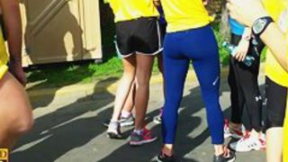 Candid video of well toned sports girls with asses in shorts