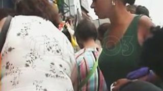 A spy cam upskirt video of an unwarned hot ebony girl