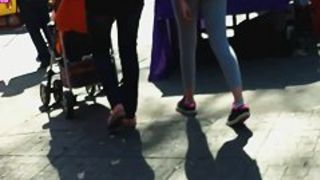 A non-nude video of a teen hottie in grey yoga pants