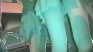 a couple of women twin upskirt footage in town at night