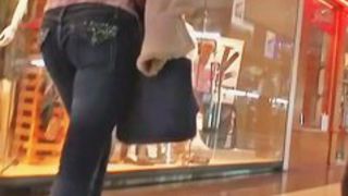 extremely sexy street candid dark long hair and tight ass