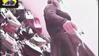 Dark haired woman upskirt porno in a purse shop voyur hidden cam
