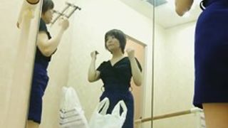 Girl in dressing room caught topless before wearing tricot