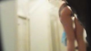 Spy shower cam girl shows the front and body back