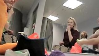 Girl in changing room spied naked in front of the mirror