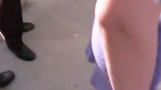 Candid up lilac skirt movie with erotic white panty thong
