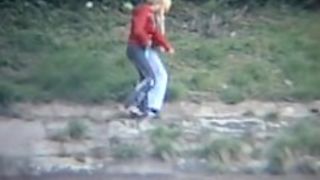 Two shameless girls hidden cam pissing outdoor