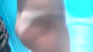 Gorgeous nude tits closeups on the beach cabin camera