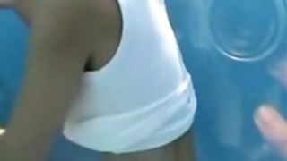 Girl changes her bikini bra and demonstrates nude tits