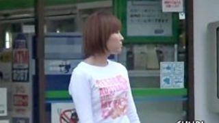 Cute Asian chick got street sharked after shopping.