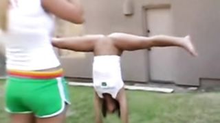 USA Cheerleader Does Her Moves Stripped In The Garden