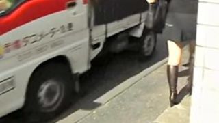 Cool voyeur video of Japanese tramp getting grabbed by her curves