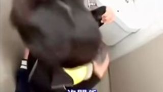Voluptuous Japanese bimbo got nailed in a restroom