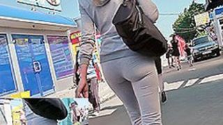 Great arse in taut sweat panties