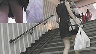 Fantastic upskirt on the stairs