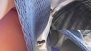 Lace straps up blue knit suit