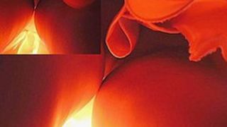 Fiery-red upskirt closeup clip