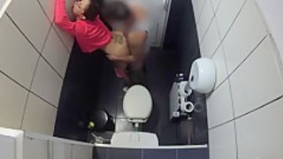 Hidden camera caught secretary fuck her boss in the office toilet. 4K