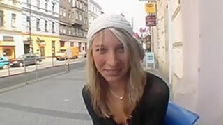 Russian blonde slut gives hot fuck outdoor