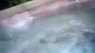 Woman Topless in Jacuzzi Moaning from Pleasure of Water Jets