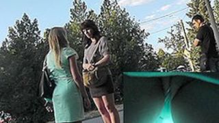 Young chick in sexy tight skirt appears in XXX upskirt