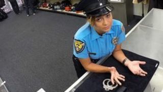 Slutty and brunette latina police woman gets her pussy fucked