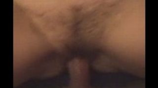 Hairy pussy on cock close