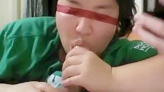 Asian COCKSUCKER throats and swallows a huge load before bed