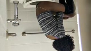 Skinny black college babe i caught in the bathroom