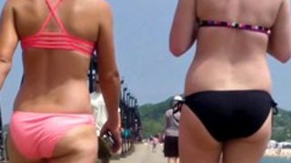 Candid Beach Bikini Ass Butt West Michigan Booty Pink