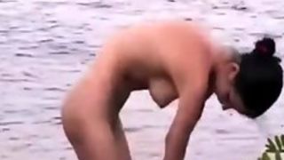 Nude Beach - Hot Brunette Masturbation