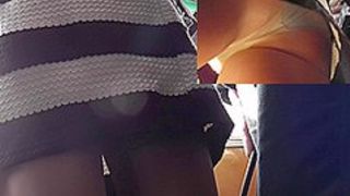Publiс bus upskirt action of the young hottie