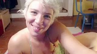 Amateur blonde French webcam performer masturbating
