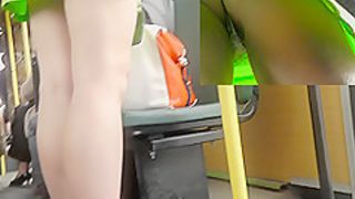 Public upskirts filmed by perverted cameraman in bus
