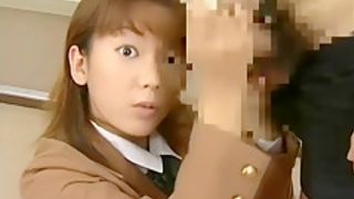 Real amateur japanese teen gets facial from guy in groupsex