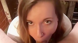 Slutty STONER WIFE can’t stop sucking husband’s cock WIFE SWALLOWS LOAD