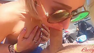 Blonde Pov Blowjob And Anal Sex On The Roof - Cum In Mouth