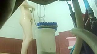 Hidden cam catches hairy woman shower