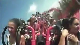 Big tits pop out on the rollercoaster