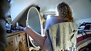 Hidden wife mast - anal dildo - mirror