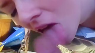 Gagging on husbands cock before CUM SHOT TO THE FACE!