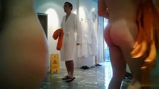 Naked bodies on hidden camera at spa