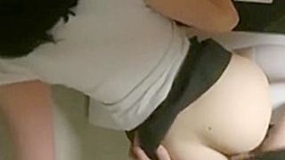 Schoolgirl fucked in toilet and get cumshot on her skirt